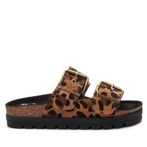 NEW XTI women's textured platform sliders sandals in camel